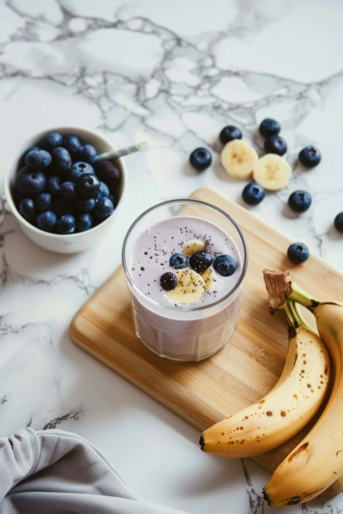 Recette smoothie banane myrtille et collagène