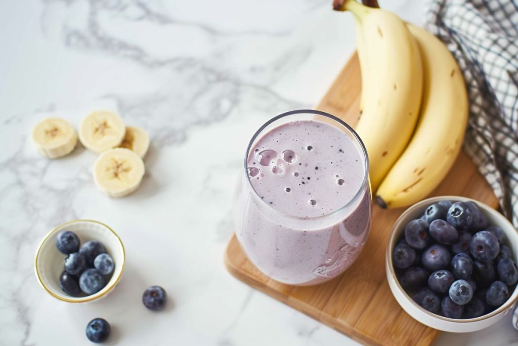 Smoothie banane myrtille et collagène
