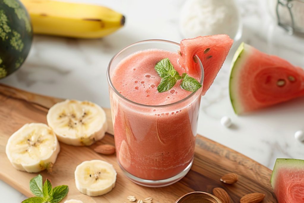 Smoothie banane pastèque et collagène