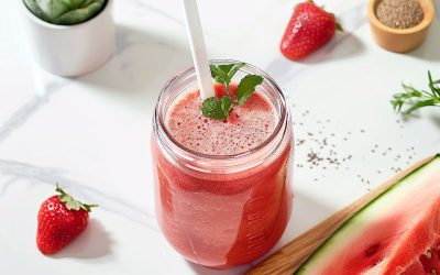 Smoothie pastèque, fraise et collagène